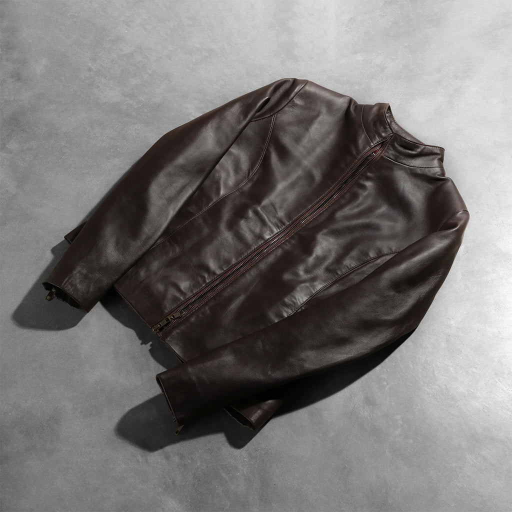 Rumella Maroon Leather Biker Jacket SH555