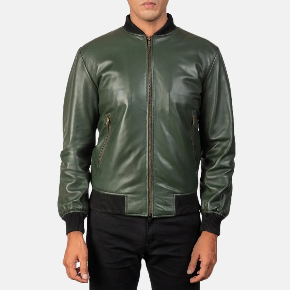 Shane Green Leather Bomber Jacket SH85