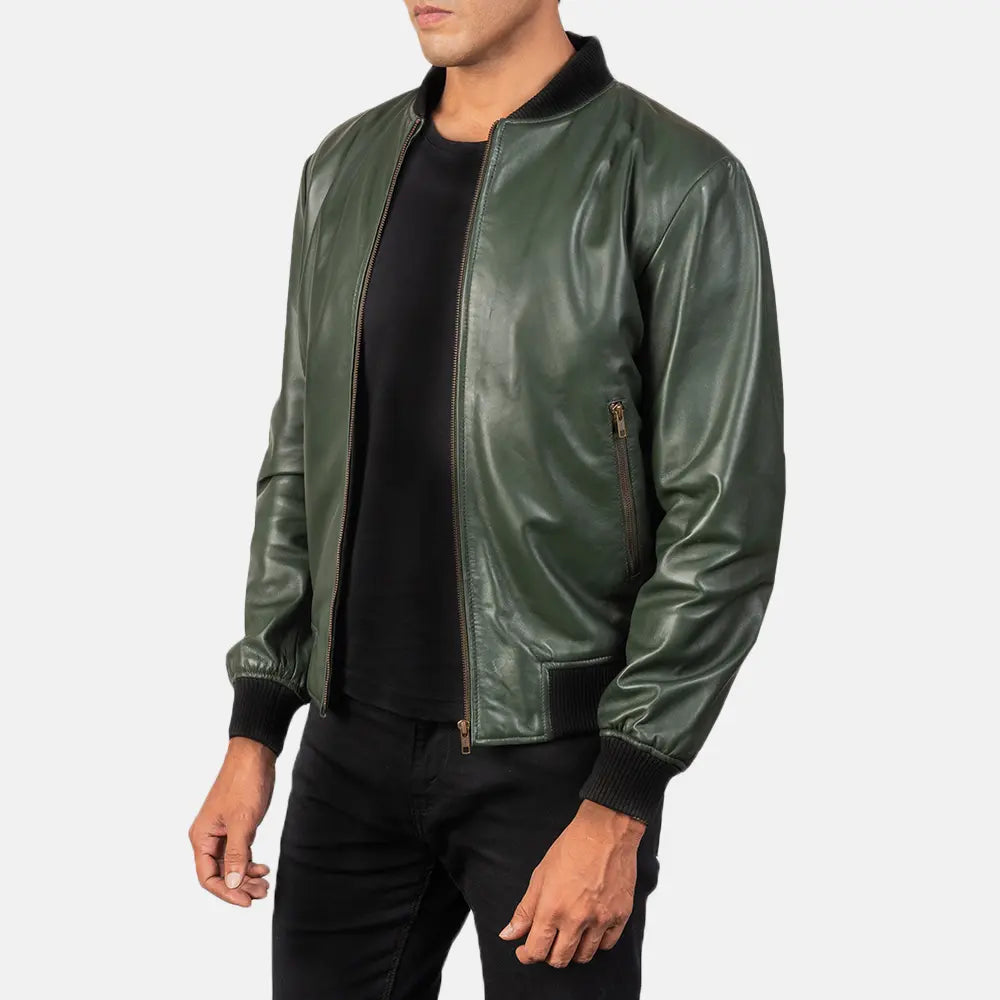 Shane Green Leather Bomber Jacket SH85