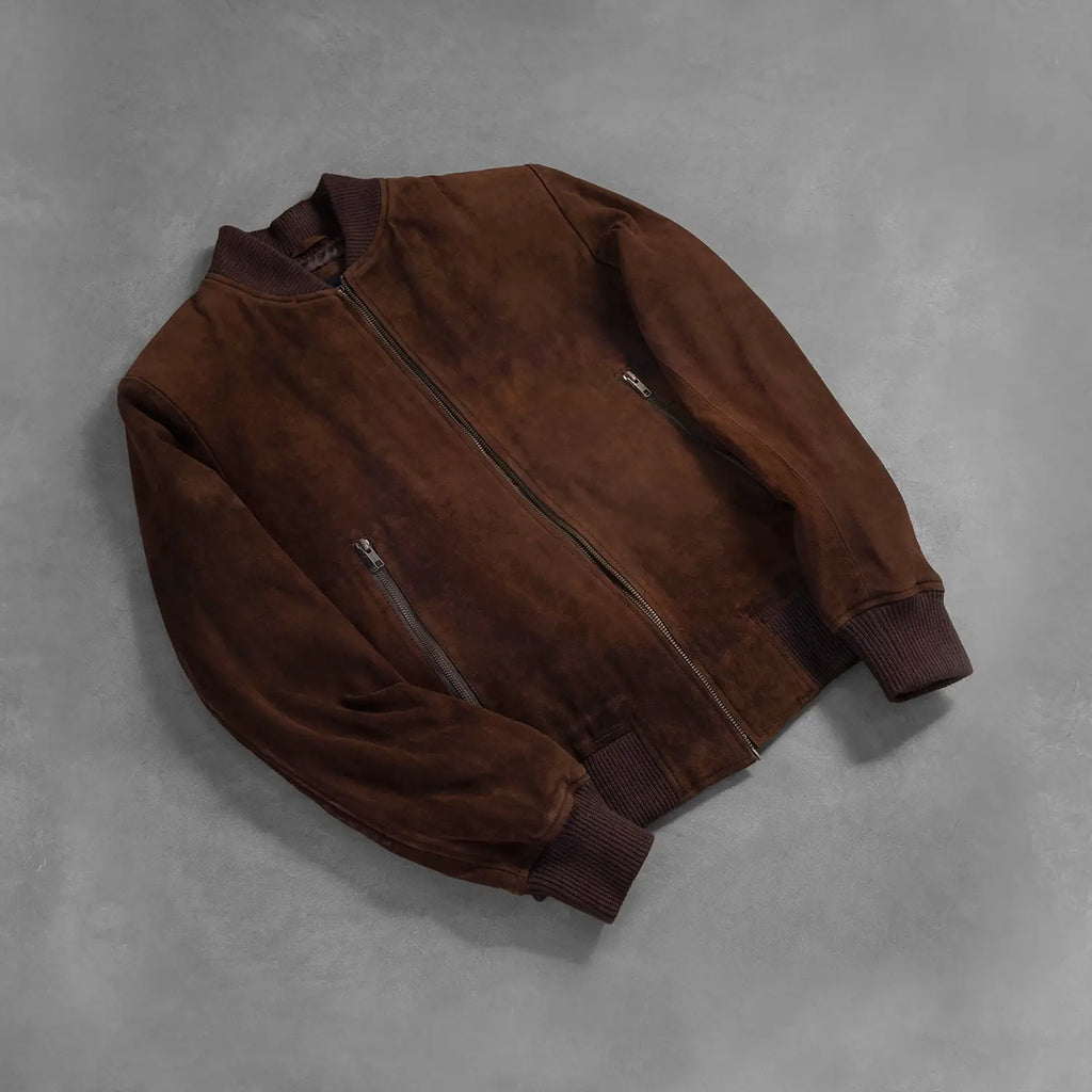 Shane Mocha Suede Bomber Jacket SH83