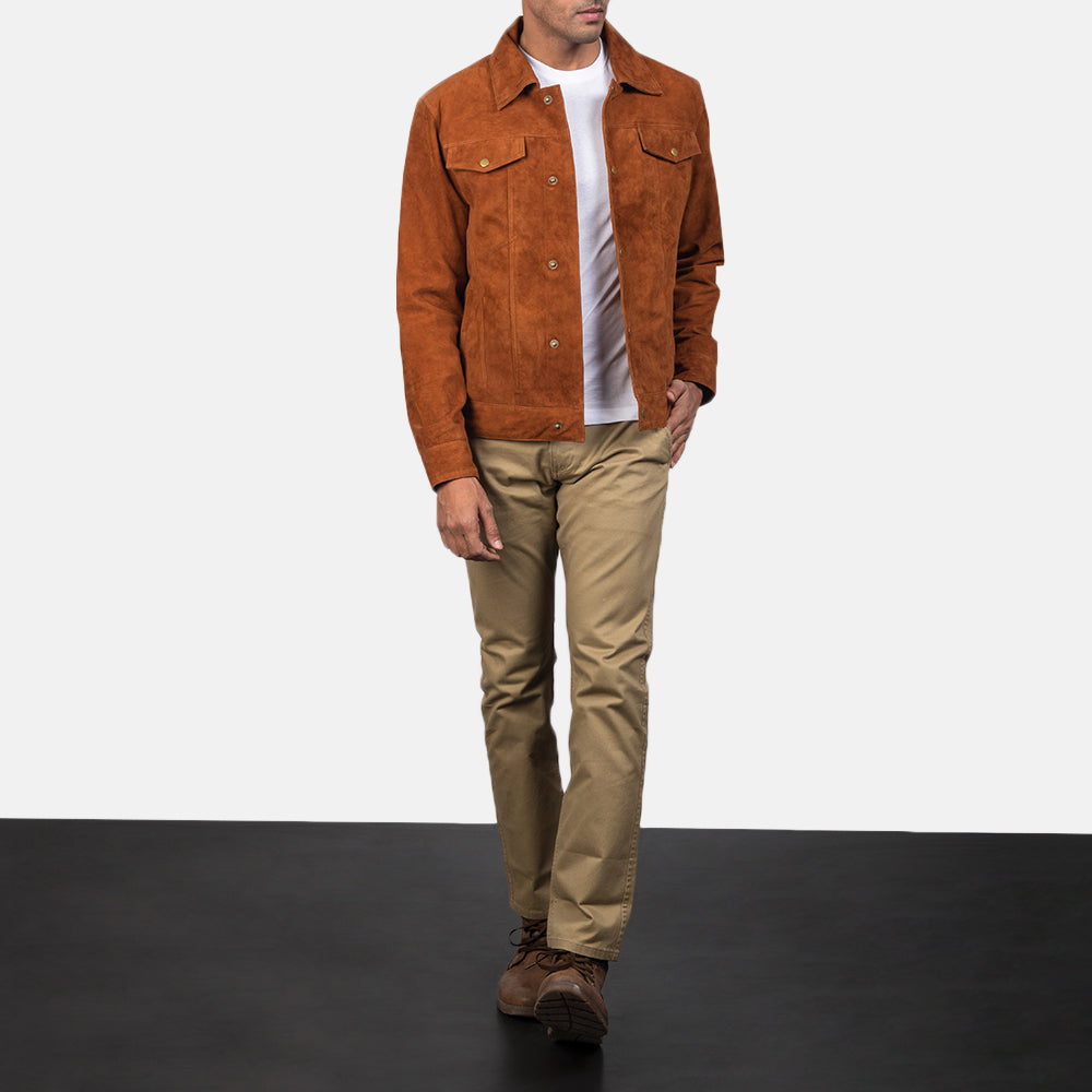 Stallon Brown Suede Trucker Jacket SH76