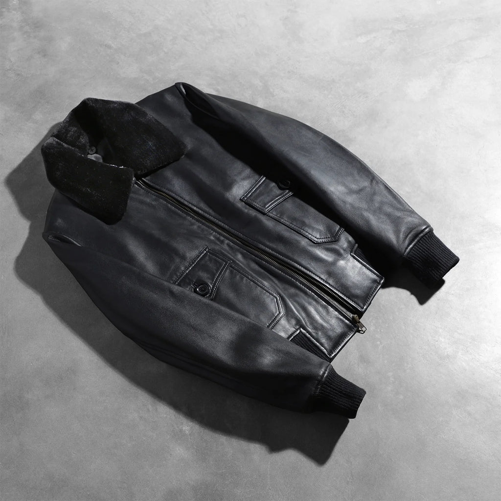 Stella G-1 Black Leather Bomber Jacket SH531