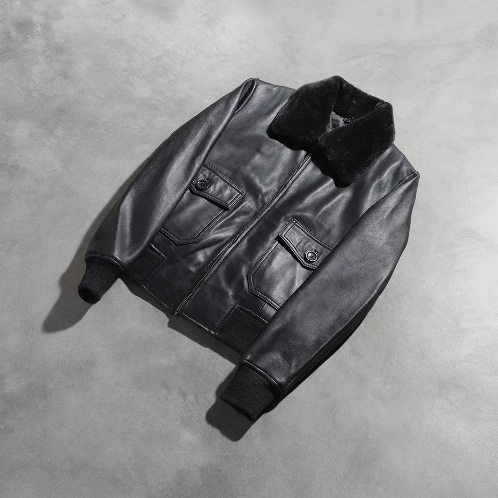 Stella G-1 Black Leather Bomber Jacket SH531