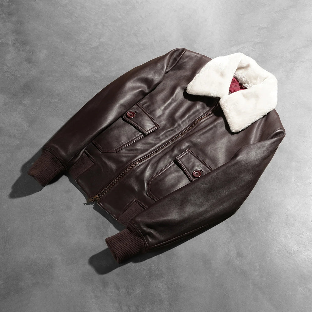 Stella G-1 Maroon Leather Bomber Jacket SH529