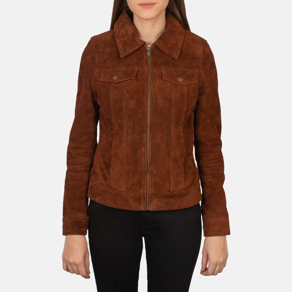 Suzy Brown Suede Trucker Jacket SH528