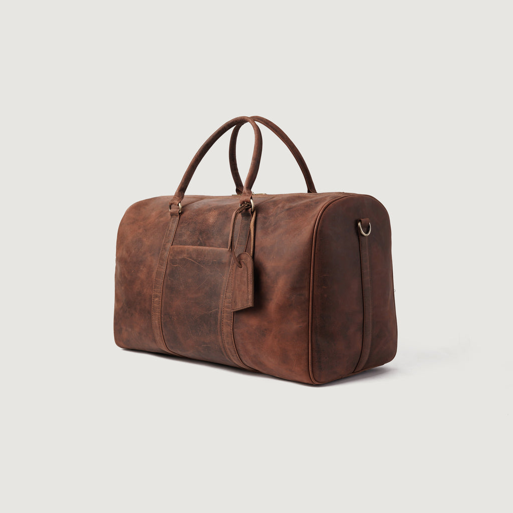 The Darrio Vintage Distressed Brown Leather Duffle Bag