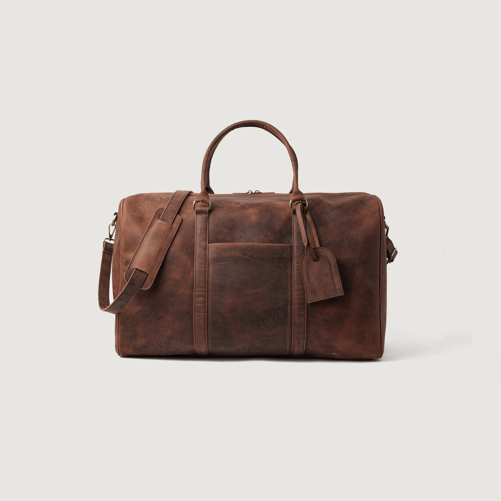 The Darrio Vintage Distressed Brown Leather Duffle Bag