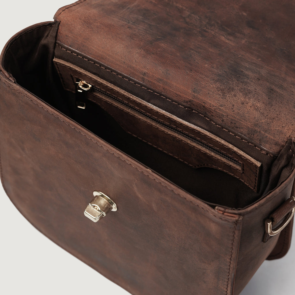 The Sandra Vintage Distressed Brown Leather