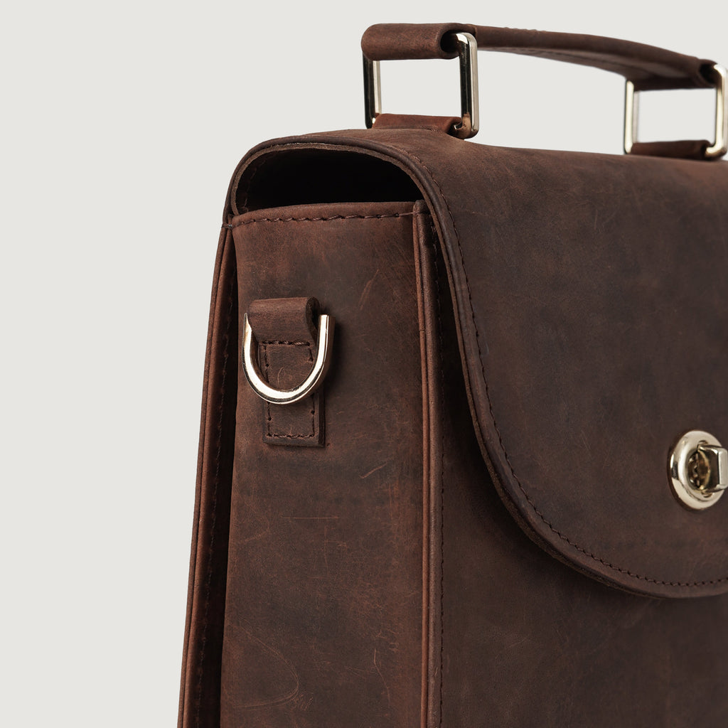 The Sandra Vintage Distressed Brown Leather