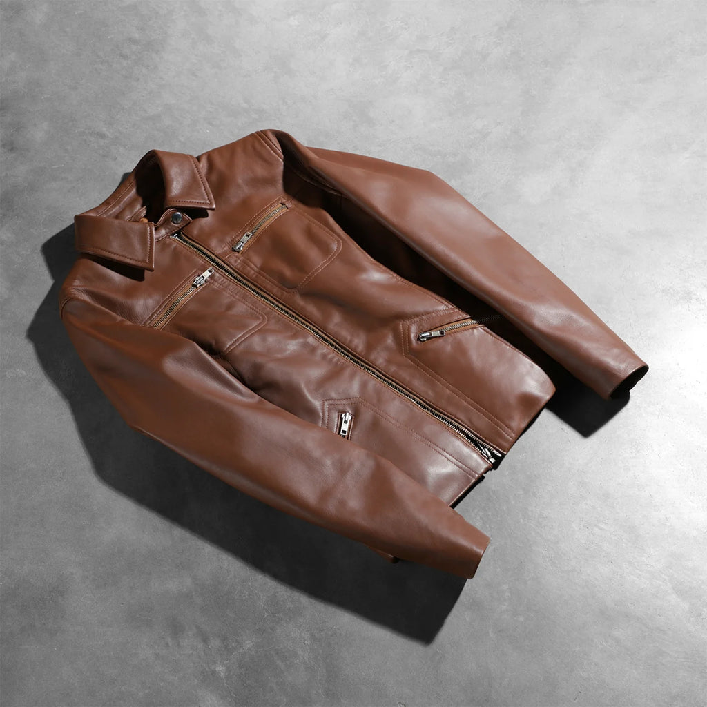 Tomachi Brown Leather Jacket SH524
