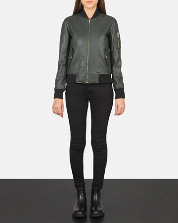 Ava Ma-1 Green Leather Bomber Jacket SH633