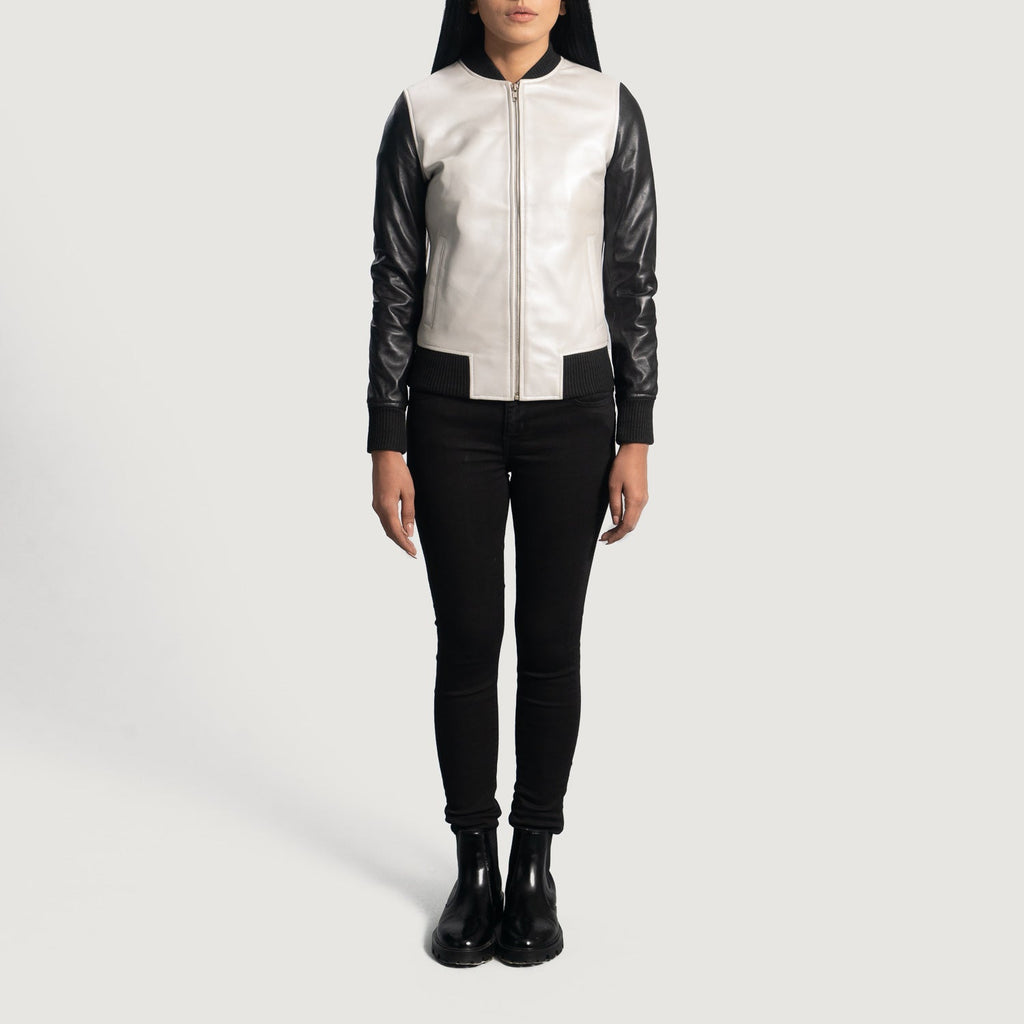 Cole Silver Leather Bomber Jacket SH622