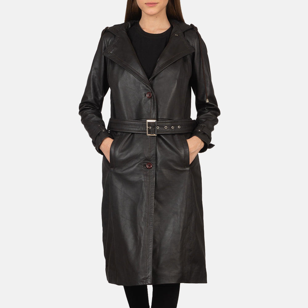 Fixon Hooded Brown Trench Coat SH603