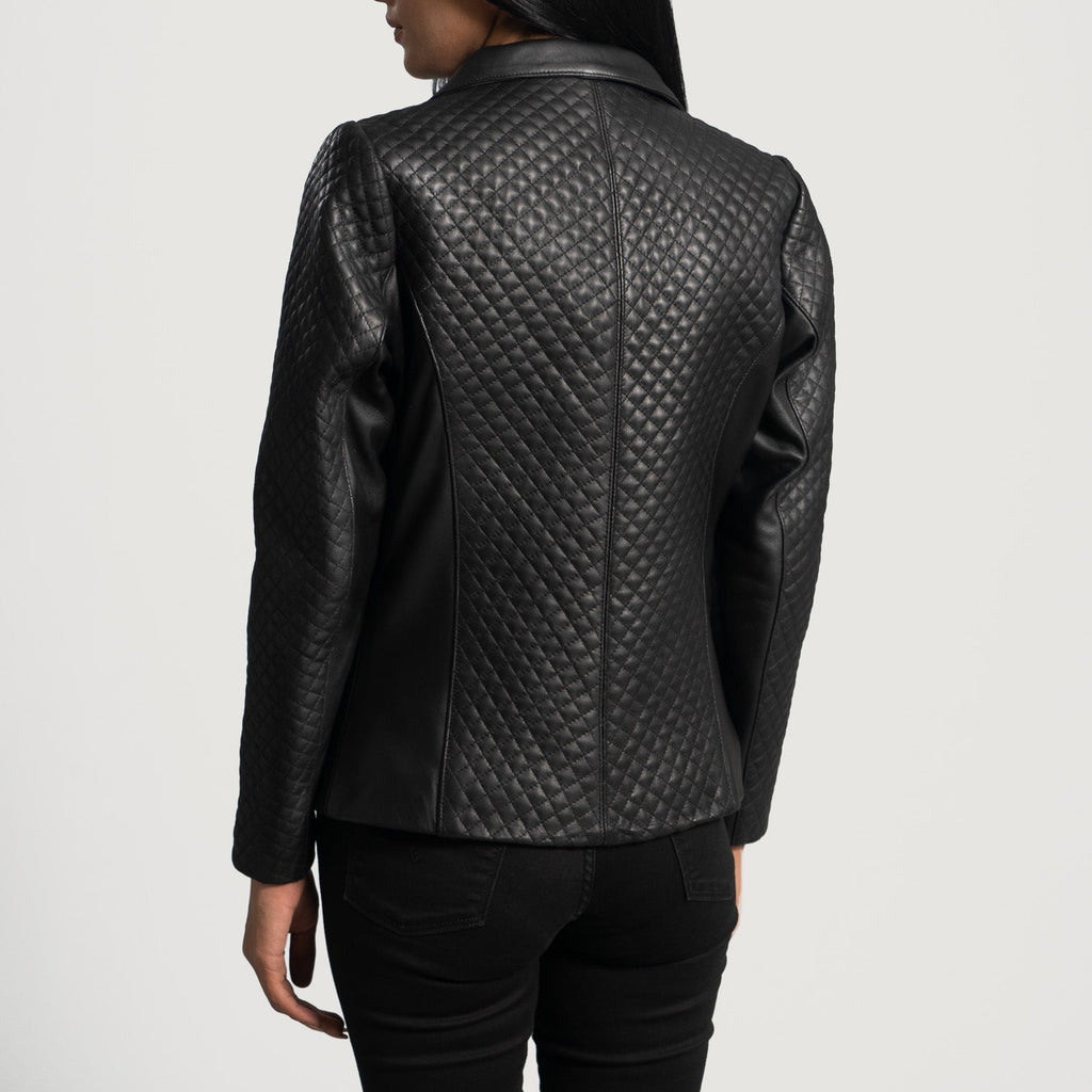 Cora Quilted Black Leather Blazer SH619
