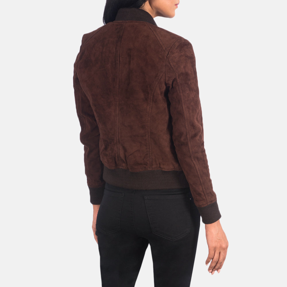 Bliss Brown Suede Bomber Jacket SH630
