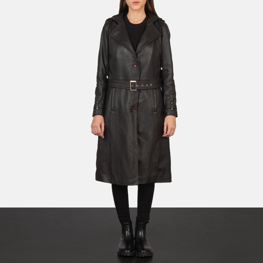 Fixon Hooded Brown Trench Coat SH603