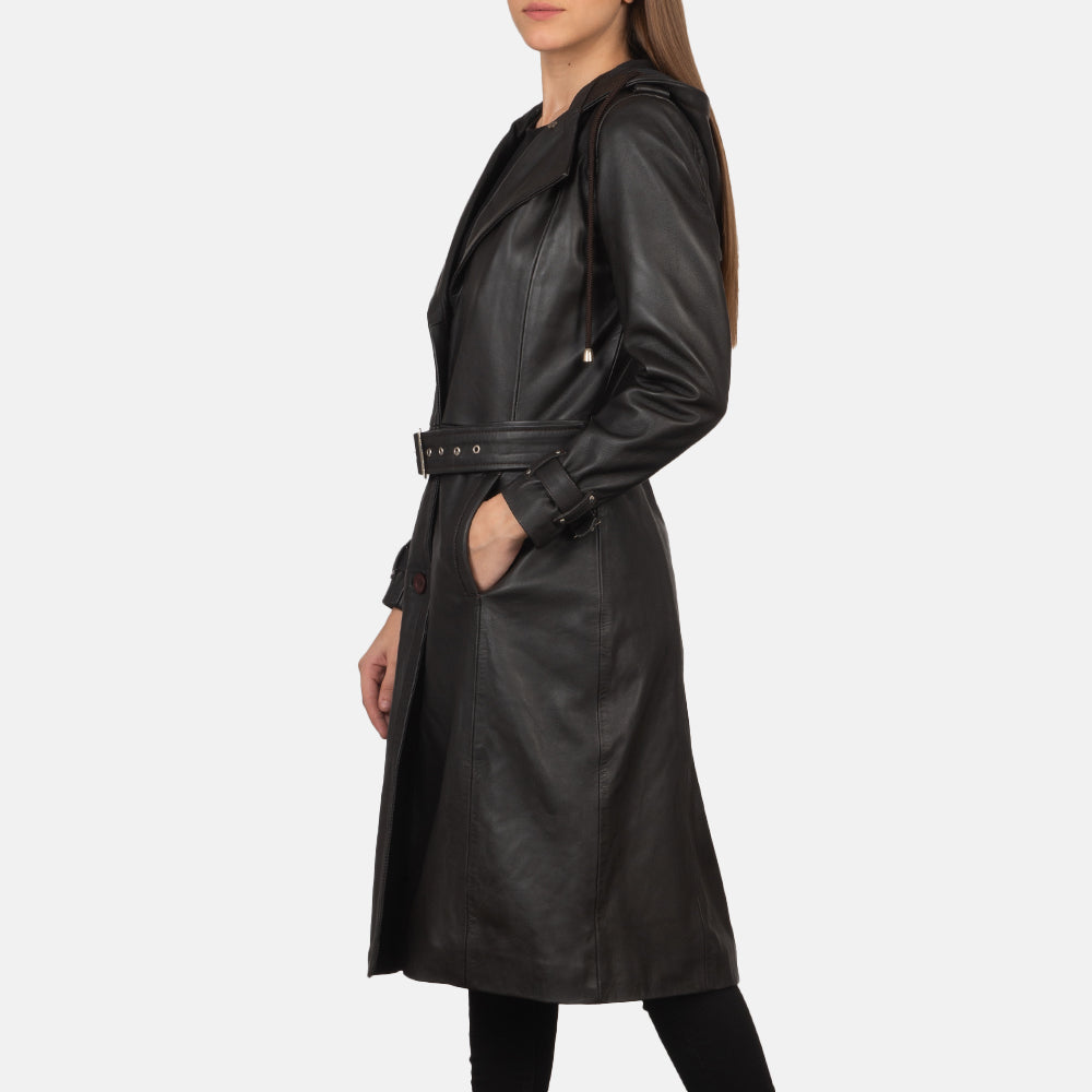 Fixon Hooded Brown Trench Coat SH603