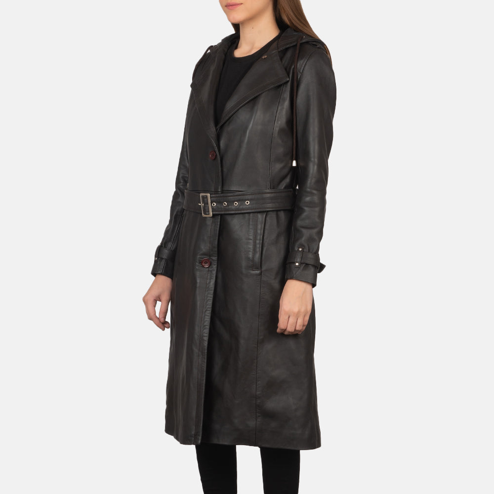 Fixon Hooded Brown Trench Coat SH603