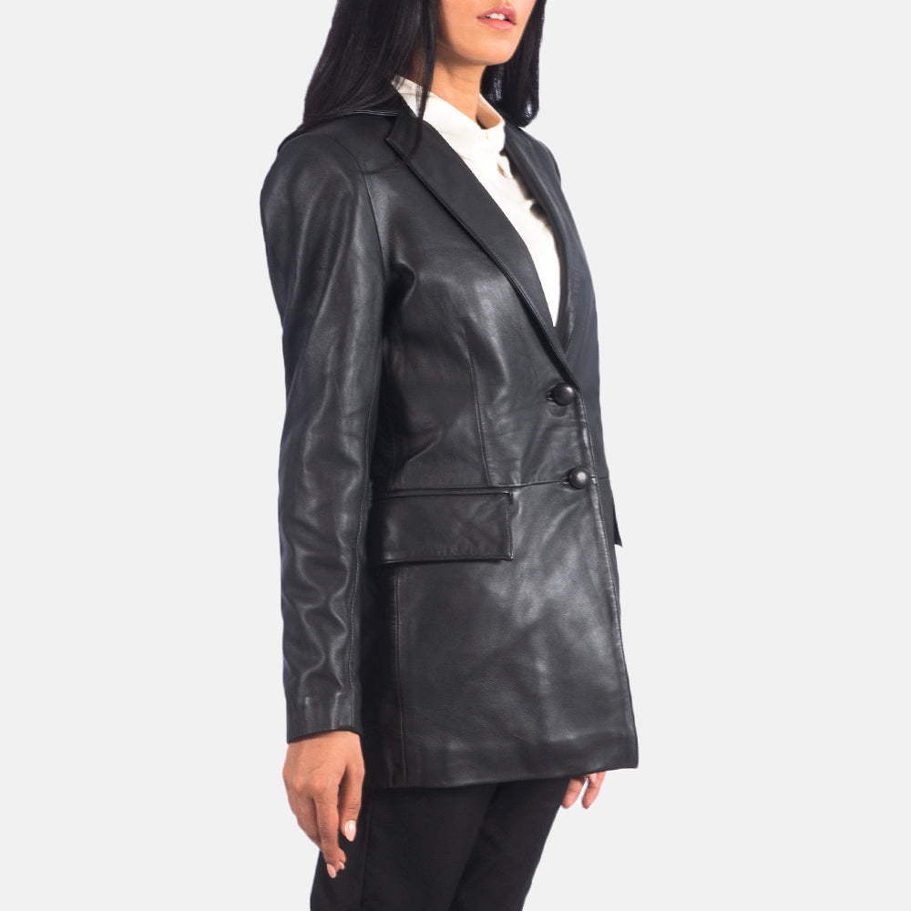 Marilyn Black Leather Blazer SH582