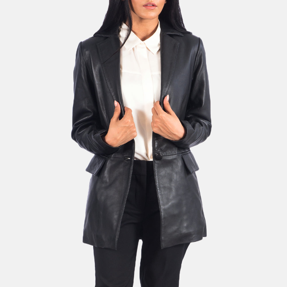 Marilyn Black Leather Blazer SH582