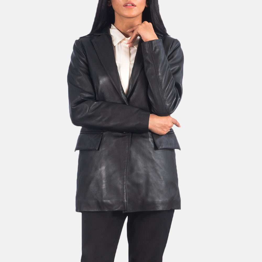 Marilyn Black Leather Blazer SH582