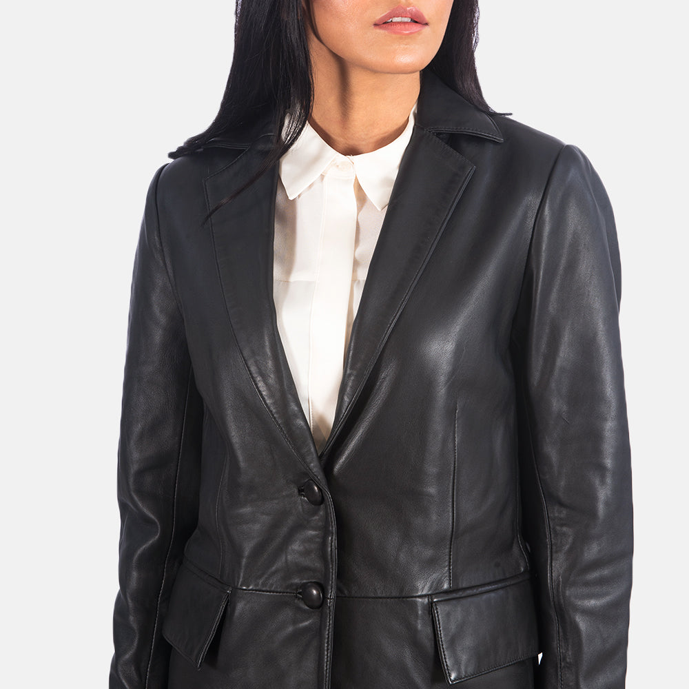 Marilyn Black Leather Blazer SH582