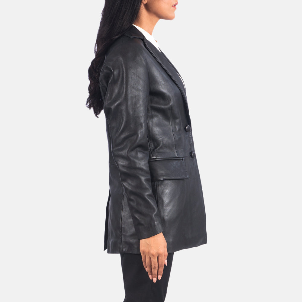 Marilyn Black Leather Blazer SH582