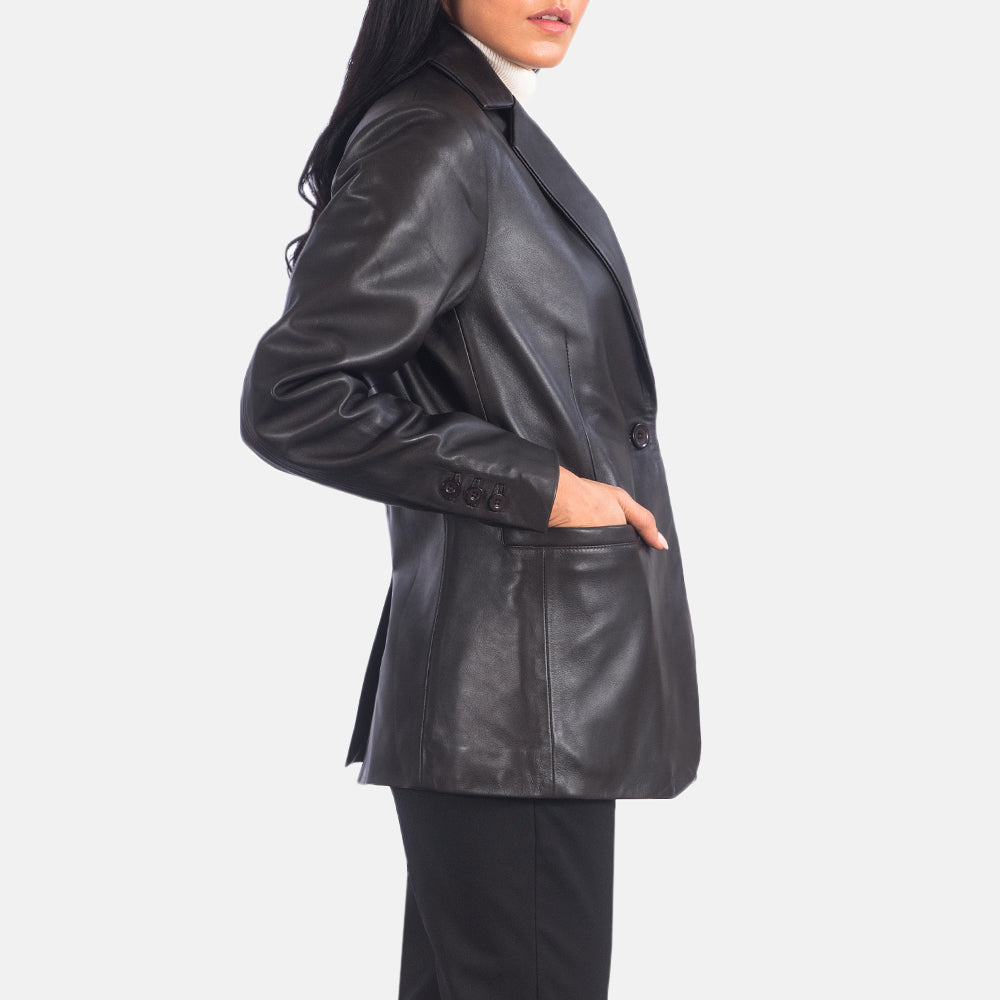 Norma Brown Leather Blazer SH575