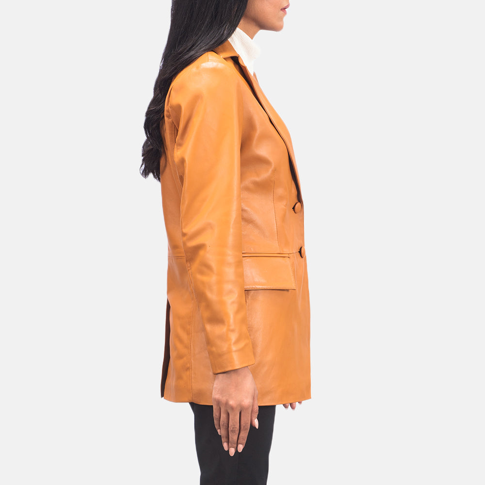 Marilyn Tan Brown Leather Blazer SH581