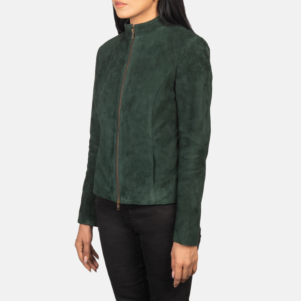 Rumella Green Suede Biker Jacket SH556