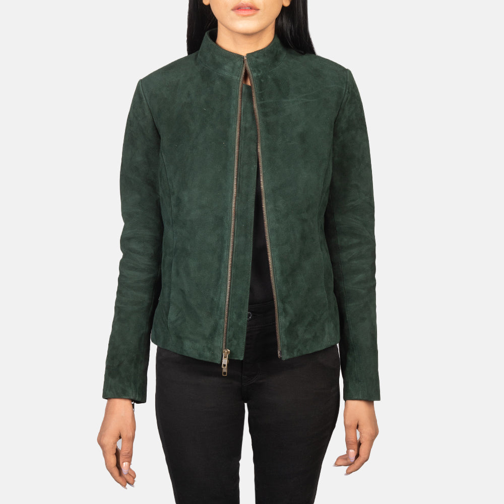 Rumella Green Suede Biker Jacket SH556