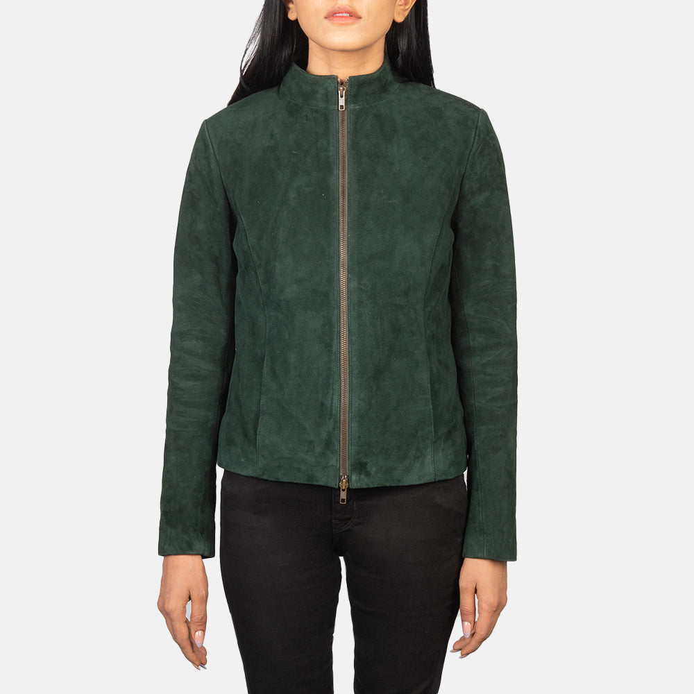 Rumella Green Suede Biker Jacket SH556