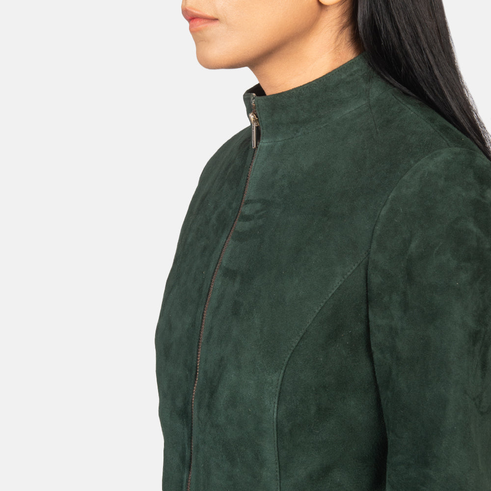 Rumella Green Suede Biker Jacket SH556