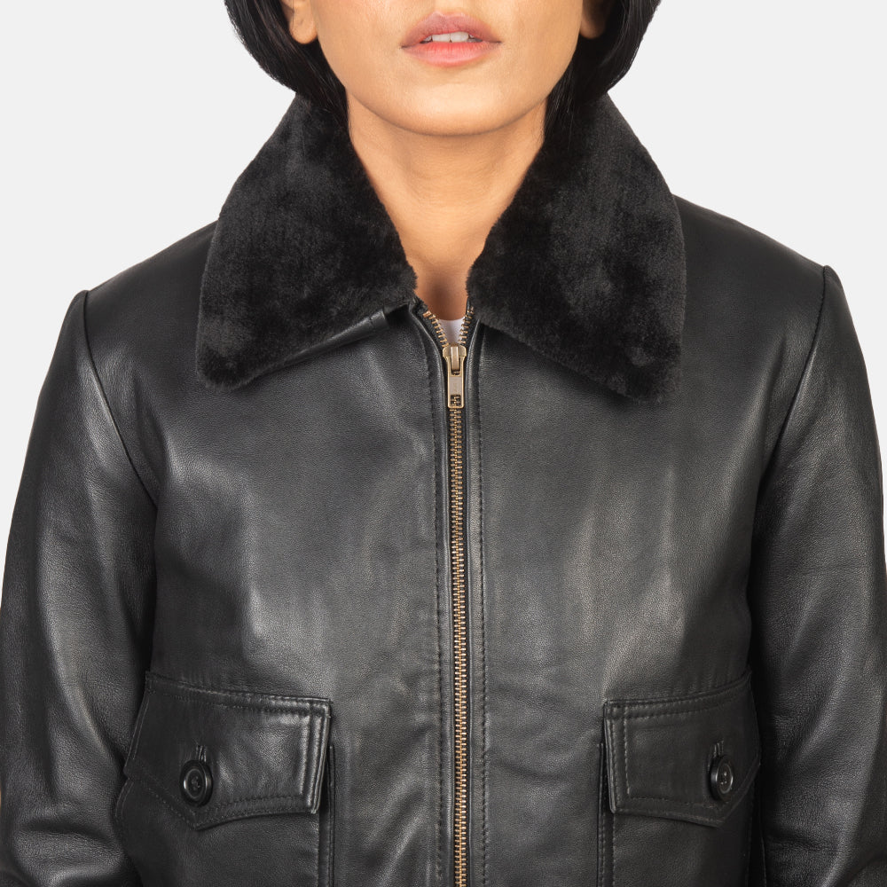 Stella G-1 Black Leather Bomber Jacket SH531