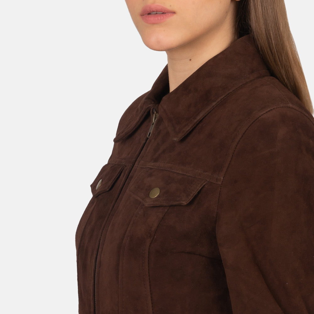 Suzy Mocha Suede Trucker Jacket SH527