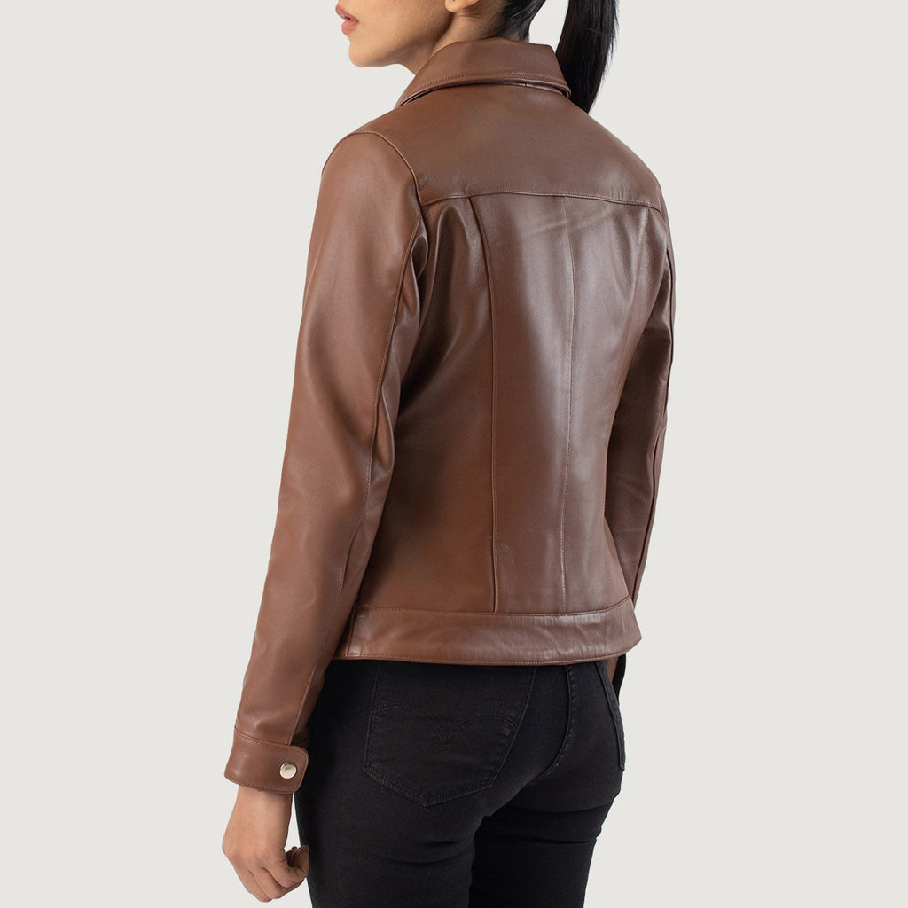 Vixen Brown Classic Collar Leather Jacket SH517