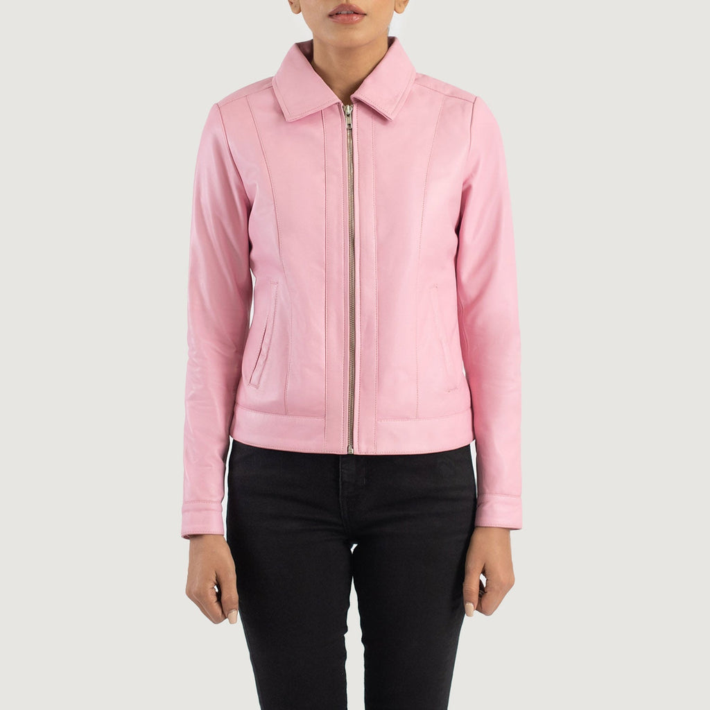 Vixen Pink Classic Collar Leather Jacket SH515