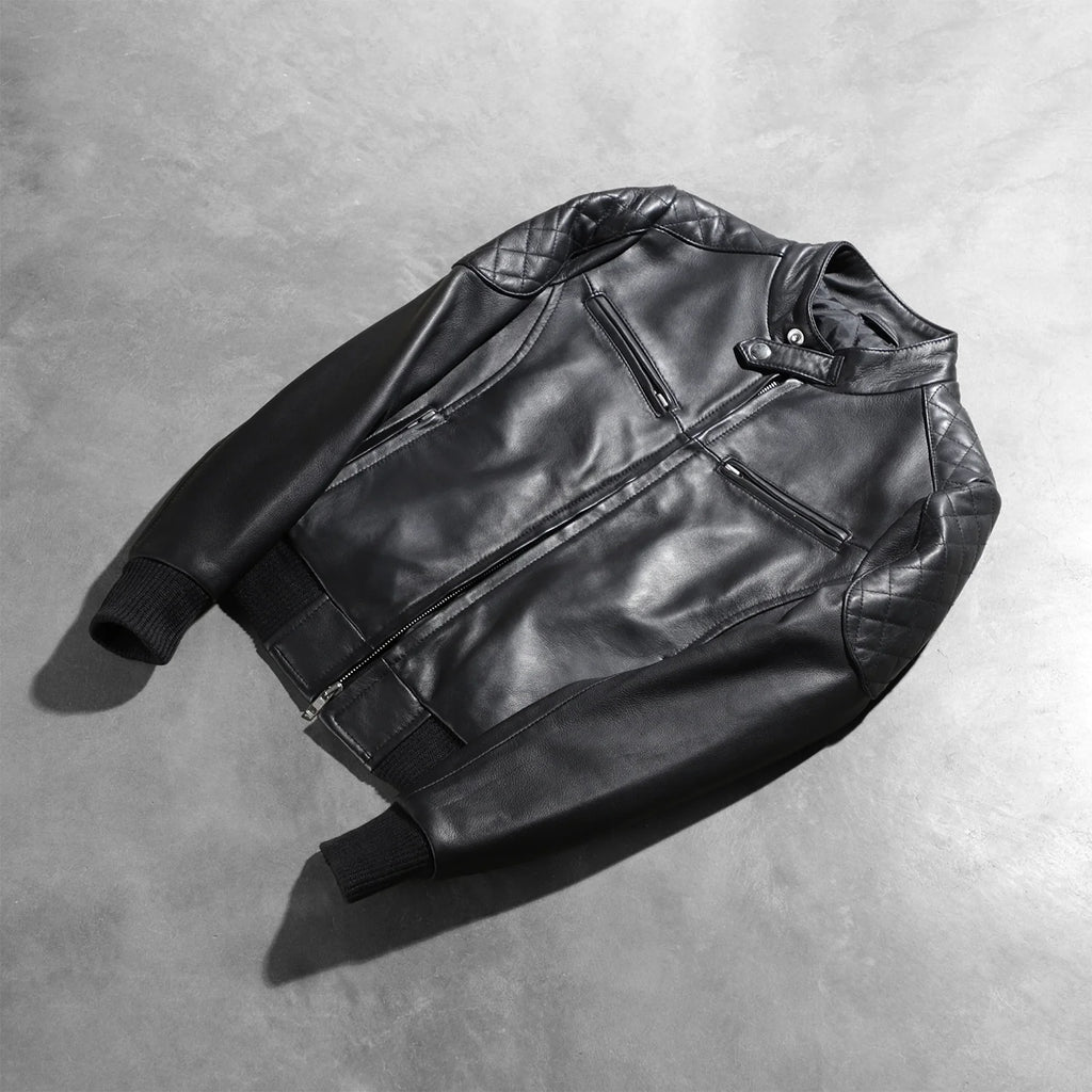 Zenna Black Leather Bomber Jacket SH506