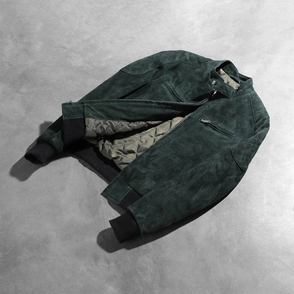 Zenna Green Suede Bomber Jacket SH505