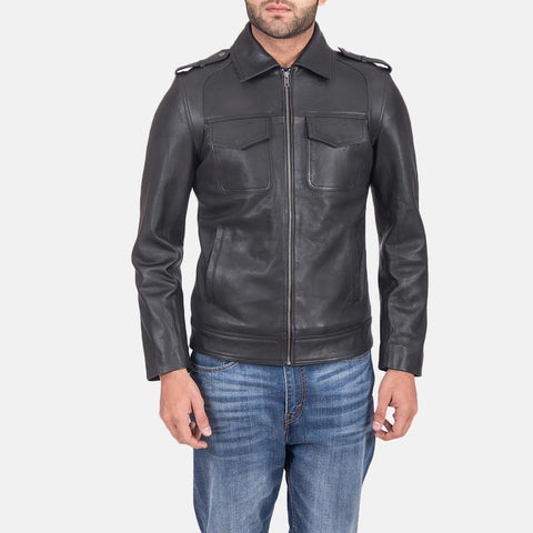 Sergeant Black Leather Jacket SH89