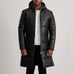 Floyd Black Hooded Leather Puffer Coat