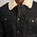 Dallis Distressed Black Leather Shearling Trucker Jacket