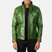 Darren Distressed Green Leather Biker Jacket