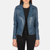 Flashback Blue Leather Biker Jacket SH601