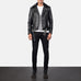 Furton Black Leather Biker Jacket