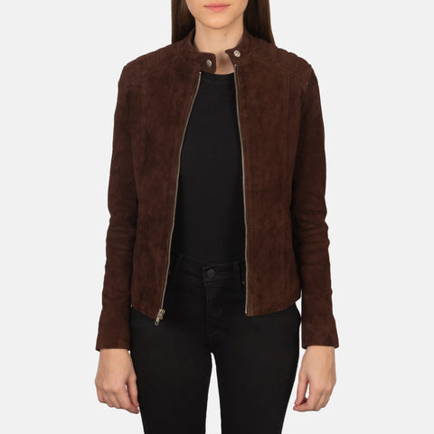 Kelsee Mocha Suede Biker Jacket SH590