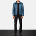 Columbus Blue Leather Bomber Jacket
