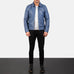 Lavendard Blue Leather Biker Jacket