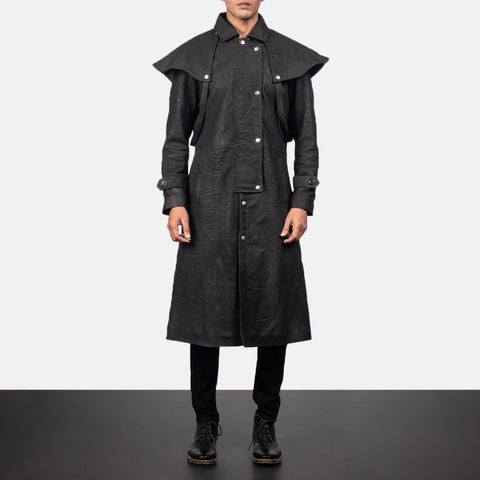 Maverick Black Leather Duster