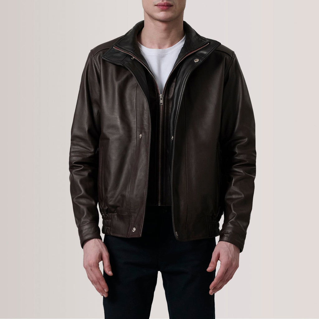 Alfred Maroon Leather Bomber Jacket